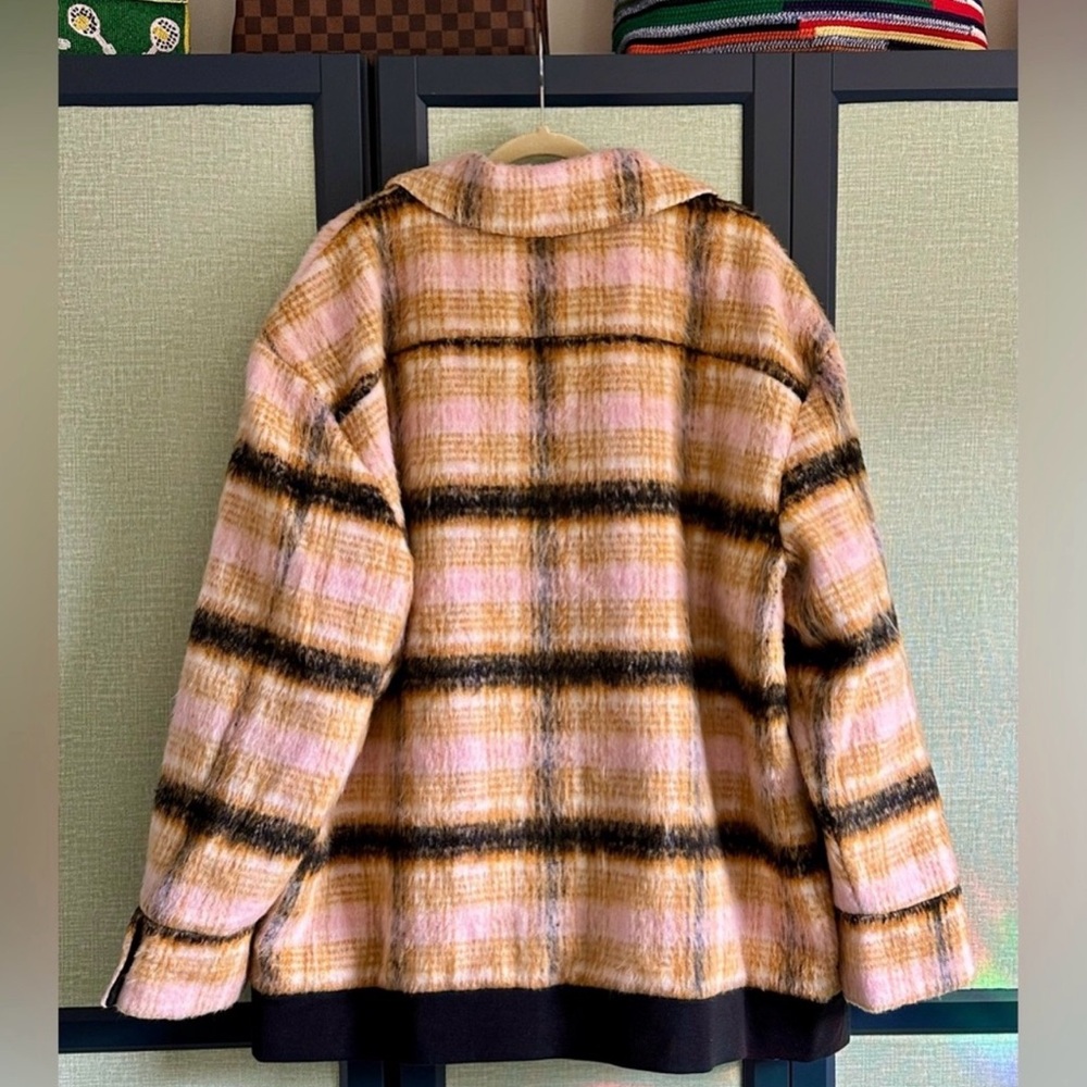 For Love & Lemons Wool Blend Rachel Plaid Vintage Bomber Jacket, NWT, Size 2X - Picture 6 of 7